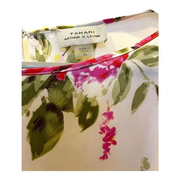 Tahari ASL Women’s XS Boatneck Floral‎ 3/4 Sleeve Blouse Spring - Picture 6 of 6